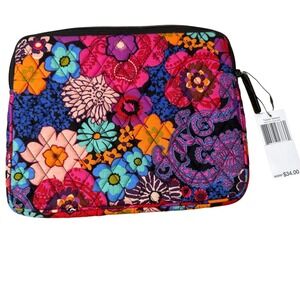 NWT Vera Bradley Quilted Tablet Sleeve iPad Case Bright Floral Fiesta Zip Pouch